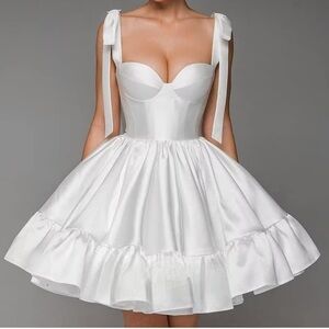 Elegant White A Line Party Dress